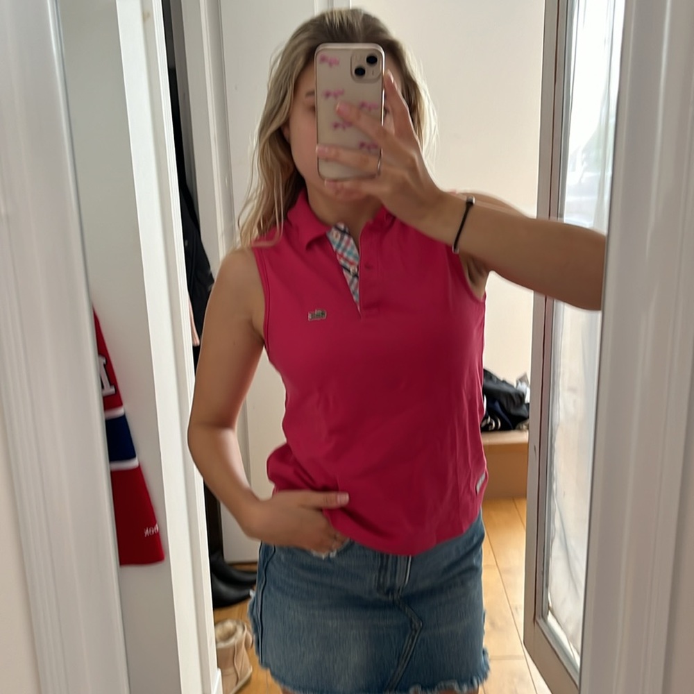 lacoste girl’s size 16 pink polo without sleeves